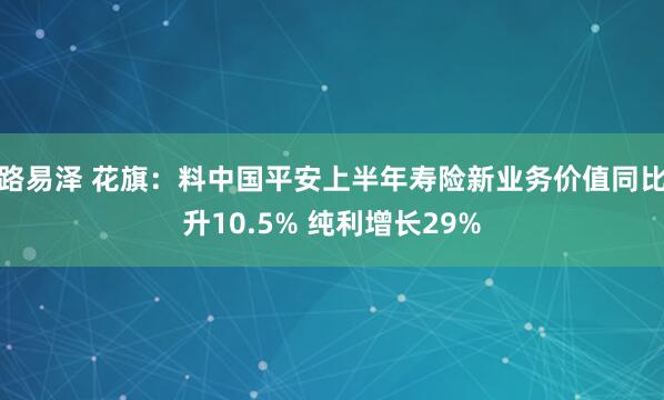路易泽 花旗：料中国平安上半年寿险新业务价值同比升10.5% 纯利增长29%